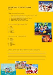 English Worksheet: the history of MIckey Mouse part 2 exercises