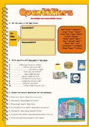 English Worksheet: Quantifiers with Countable and Uncountable nouns