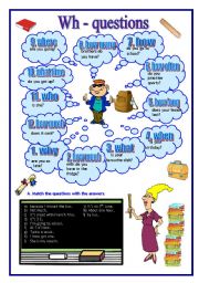 English Worksheet: Wh-questions+key (04.06.10)