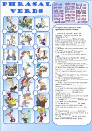 English Worksheet: phrasal verbs (with key)