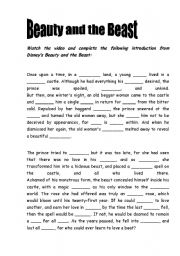 English Worksheet: Beauty and the Beast