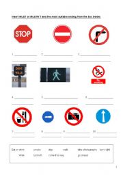 English Worksheet: Signs (Must / Mustnt)