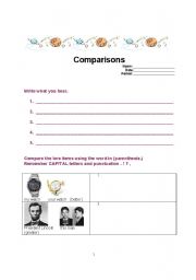 English worksheet: Comparison Quiz
