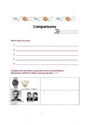 English Worksheet: Comparison Quiz