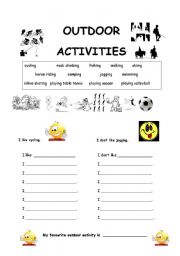 English Worksheet: Favourite Outdoor Activities