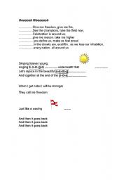 English worksheet: waving flag- song lyrics