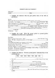 English Worksheet: PRESENT AND PAST PERFECT