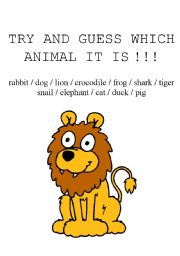 English Worksheet: flashcards animals