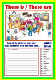 English Worksheet: There is and There are