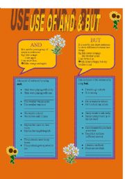 English Worksheet: USE OF AND & BUT