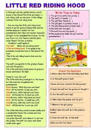 English Worksheet: Little Red Riding Hood( Simple present tense)