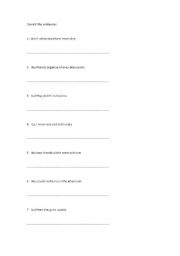 English worksheet: correct the sentences