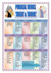 English Worksheet: PHRASAL VERBS: WEAR & WORK