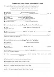 English Worksheet: Review Exercises - Simple Past - Past Progressive