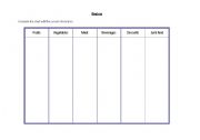 English worksheet: classifi food 