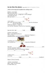 English worksheet: song Kiss me through the phone