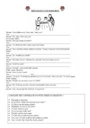 English Worksheet: RESTAURANT CONVERSATION