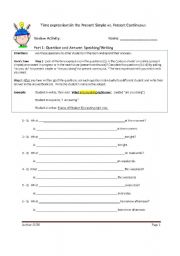 English Worksheet: Review: Time Expressions in the Present Simple vs. Present Continuous