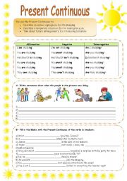 English Worksheet: PRESENT CONTINUOUS exercises