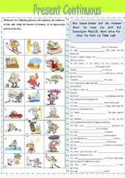 English Worksheet: PRESENT CONTINUOUS with pictures