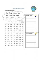 English Worksheet: Weather and Clothes