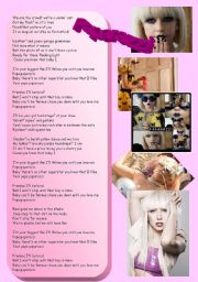 English Worksheet: Lady GaGa - Paparazzi 
