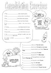 English Worksheet: Consolidation Exercises