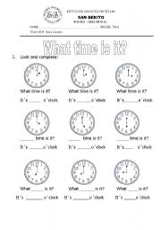 English Worksheet: What time is it?