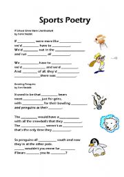 English worksheet: Sports Poetry 1