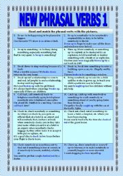 English Worksheet: New phrasal verbs 1