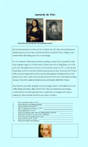 English Worksheet: Leonardo da Vincis Mona Lisa