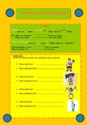 English worksheet: COUNTRIES AND NATIONALITIES 2