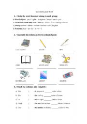 English Worksheet: VOCABULARY TEST