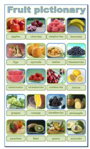 English Worksheet: FRUIT, PICTIONARY