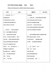 English worksheet: Pop Song (Ordering and Filling in the gaps) Activity (Lucky_Jason Mraz)