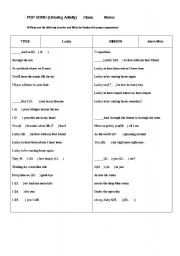 English Worksheet: Pop Song (Ordering and Filling in the gaps) Activity (Lucky_Jason Mraz)