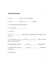 English worksheet: Famous Places Dialogue