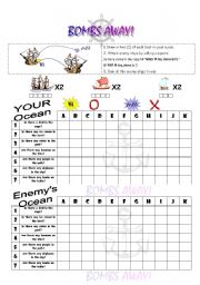 English Worksheet: Bombs Away! Grammar practice using IS/ARE THERE