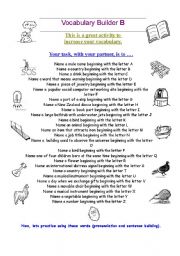 English Worksheet: Vocabulary Builder B     (all levels)