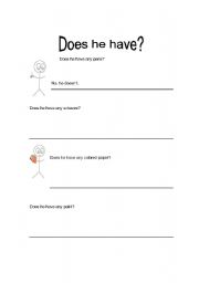 English worksheet: Has/ Doesnt have