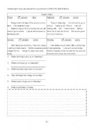 English Worksheet: Angels Diary