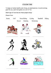 English worksheet: Exercise is good for you