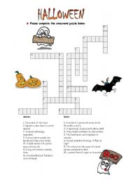 English Worksheet: HALLOWEEN CROSSWORD