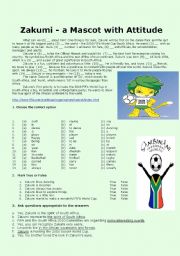 English Worksheet: Zakumi a Mascot with Attitude