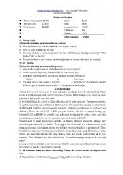 English Worksheet: students money and budget