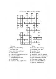 English worksheet: crossword puzzle for numbers