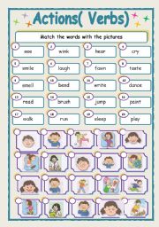 English Worksheet: ACTIONS ( Verbs)