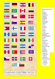 English Worksheet: flags and countries