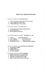 English worksheet: Mock Test x final evaluation