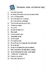 English Worksheet: American Slang